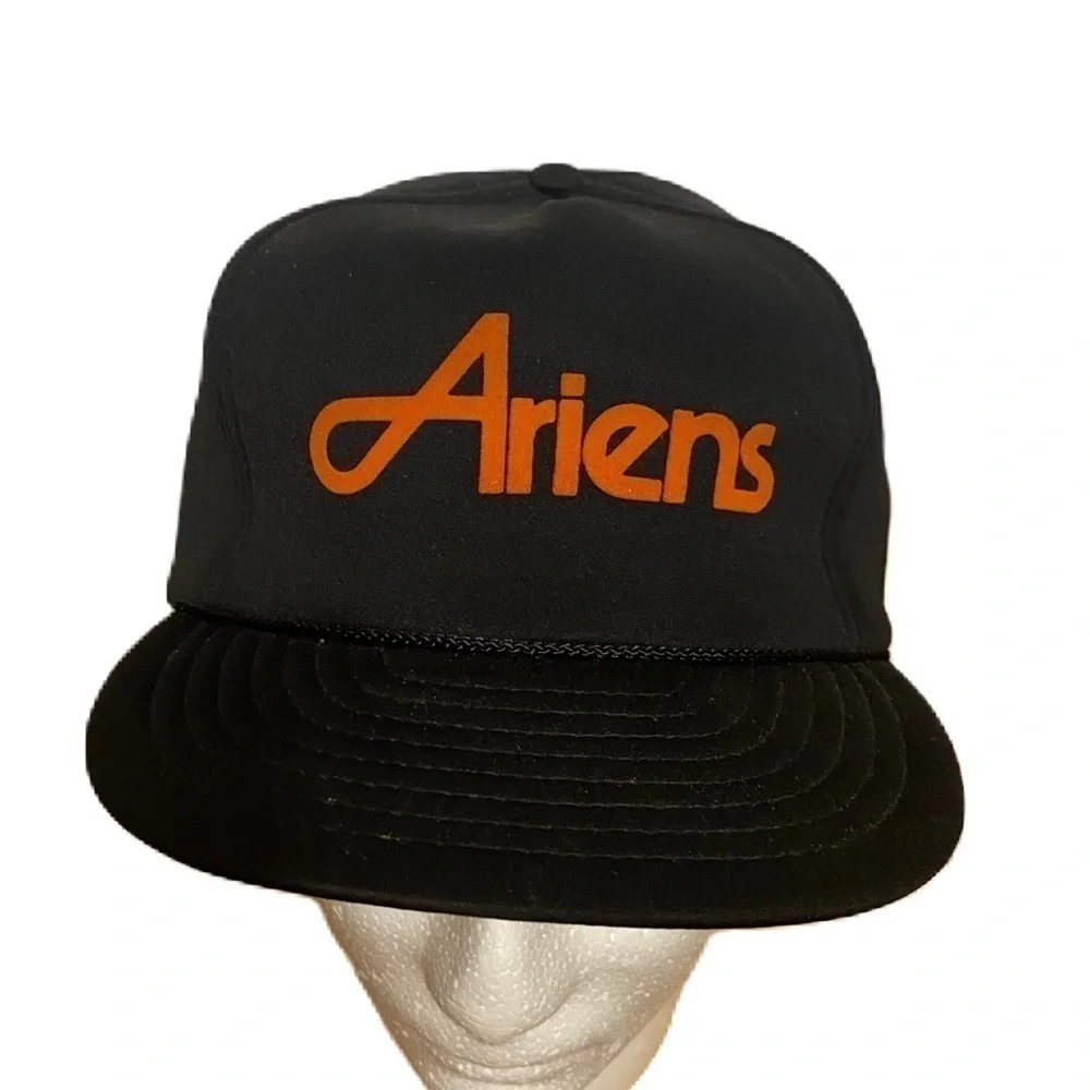 Vintage Ariens SnapBack Trucker Hat Snow Blower Mesh Puffy 80s 90s Orange Black